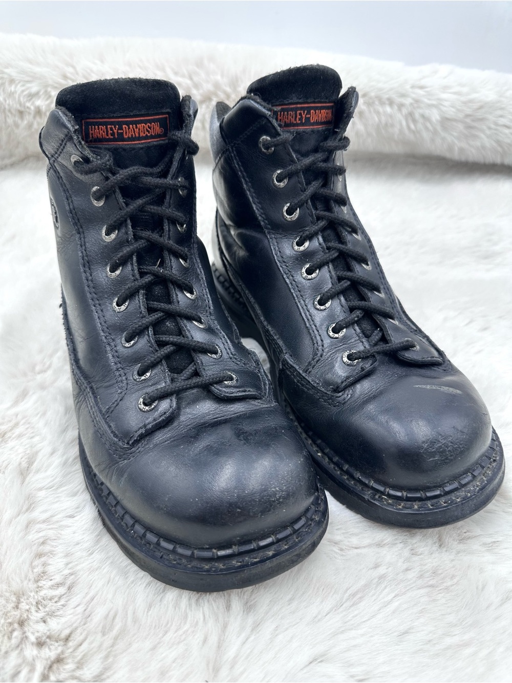 Harley Davidson Black Leather Lace Up Motorcycle Boots Men's Size 8.5 M - Picture 3 of 11